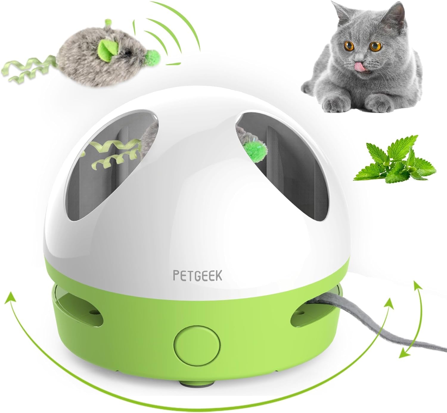 Hidey Mouse Electronic Interactive Cat Toy, Hide Mouse Cat Toy with Squeaky Mouse, Automatic Cat Toys with Catnip Filled Hidey Mouse, Cat Toys Interactive for Indoor Cats Play (Green)