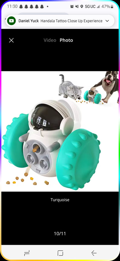 "Interactive Dog Treat Leaking Tumbler Toy - Slow Feeder for pets