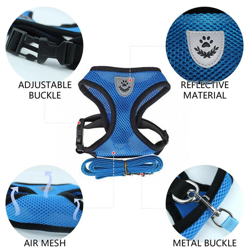 Reflective adjustable pet harness 