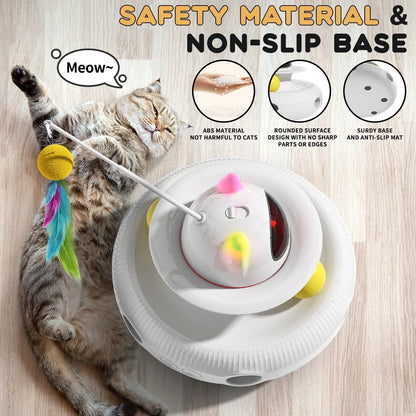 Ultimate 4-in-1 Interactive Cat Toy Set - Laser, Wand, Track Balls & Kicker for Endless Indoor Fun! Rechargeable & Rotating Design!