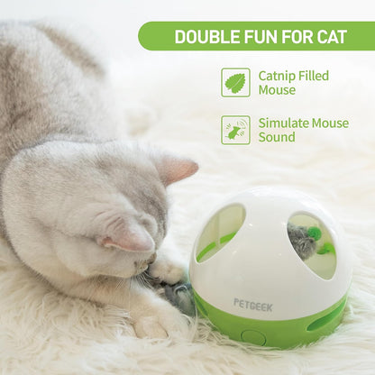 Hidey Mouse Electronic Interactive Cat Toy, Hide Mouse Cat Toy with Squeaky Mouse, Automatic Cat Toys with Catnip Filled Hidey Mouse, Cat Toys Interactive for Indoor Cats Play (Green)